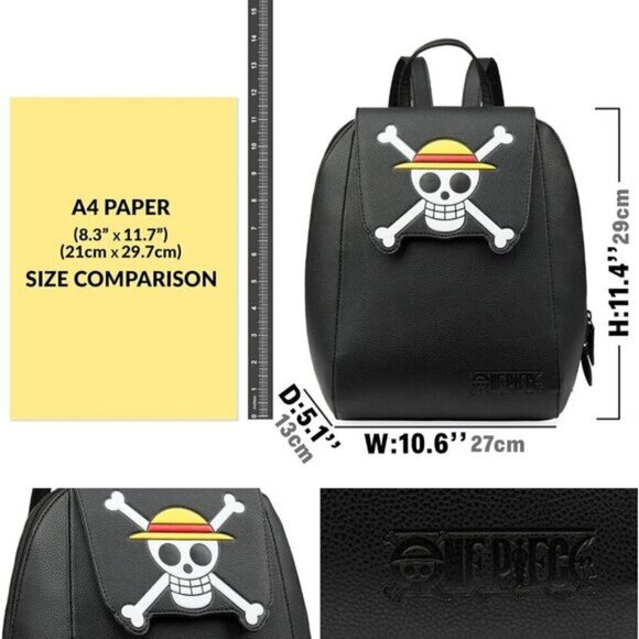 ?Women Teens Black One Piece Mini PU Leather Adjustable Strap Kawaii Travel Bag